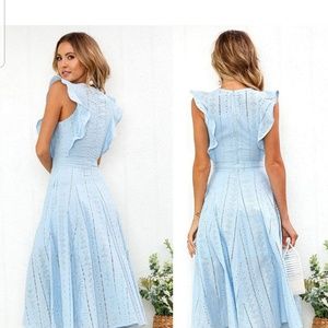 Ruffled cap sleeves midi dress